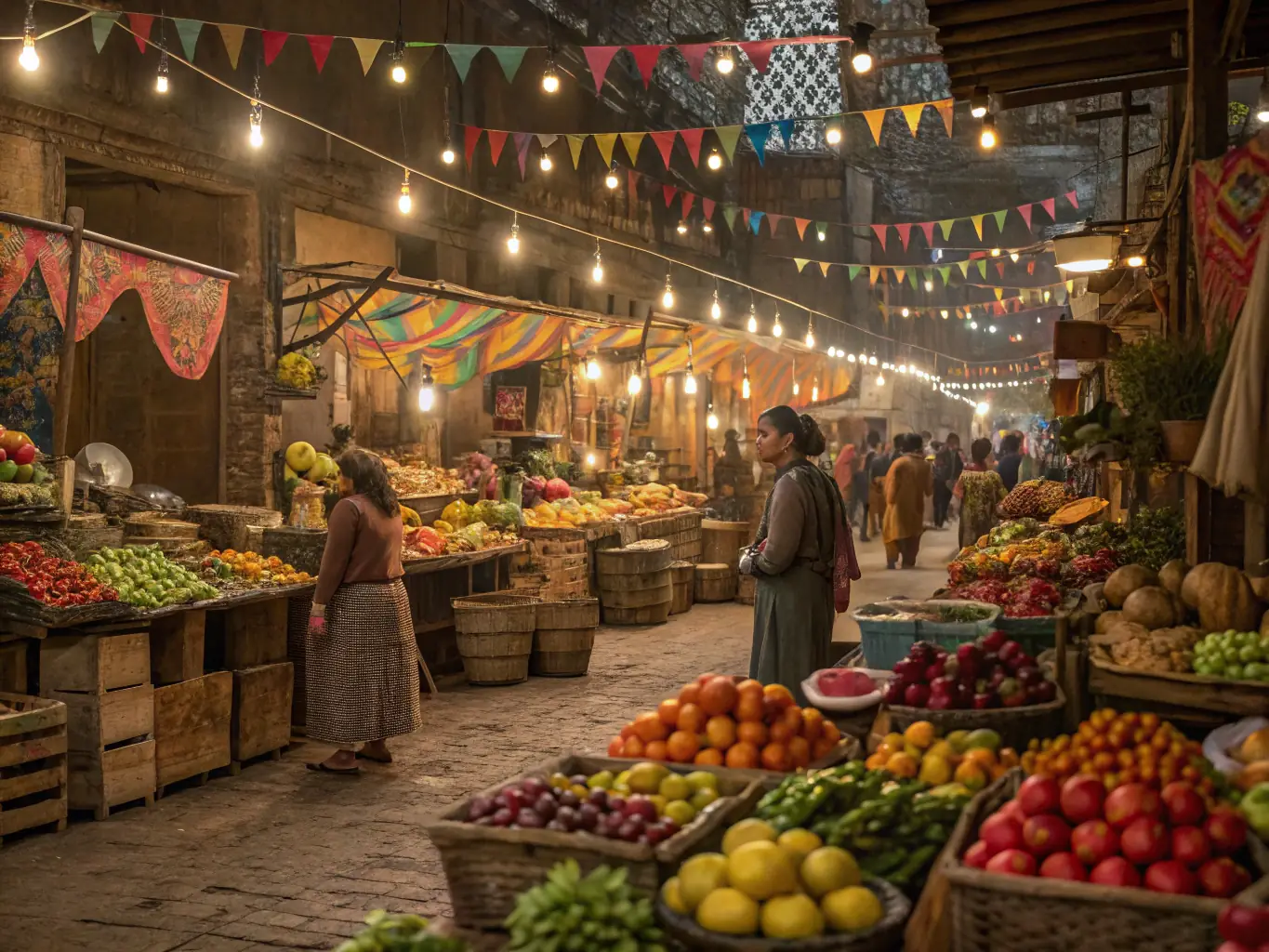 A lively image of a Dutch market in Amsterdam, filled with vendors selling local cheeses, flowers, and crafts, with a crowd of tourists and locals enjoying the vibrant atmosphere. This image represents the cultural experiences offered by Mass Excursion.